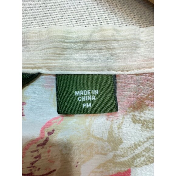 Eddie Bauer Womens Floral Button-Up Blouse Top Size MP Multicolor Sheer Boho - Picture 3 of 14